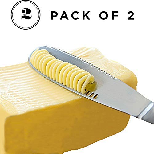 2Pcs Butter Spreader Knife, Stainless Steel Butter Knife Spreader Heated  Butter Knife and Grater with Serrated
